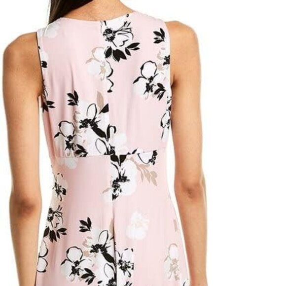 London Times Women's Pleated Neck Sleeveless Midi Dress Blush/Taupe/Ivory 6 - Picture 9 of 9